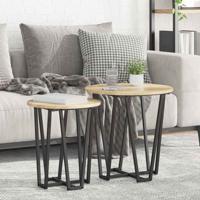 Bijzettafelset 2 pcs Sonoma eik en Zwart 50 x 50 x 50.5 cm