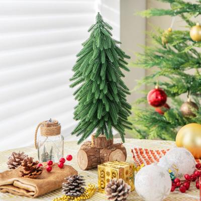 Kleine Kerstboom 40 cm Mini-Kerstboom met Sokkel van Massief Hout & 200 Takpunten Kunstmatige Tafelkerstboom Dennenboom Kerstboom