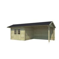 Blokhut met overkapping Maribel 680x300 Olijfgroen Geimpregneerd - Outdoor life
