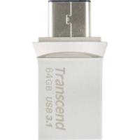 Transcend JetFlash® 890 USB-stick smartphone/tablet Zilver 64 GB USB-A 3.2 Gen 2, USB-C