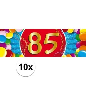 85 jaar leeftijd sticker - 10x - 19 x 6 cm - 85 jaar verjaardag/jubileum versiering