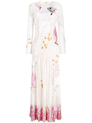 Temperley London robe évasée Opera Tatoo à broderies - Blanc