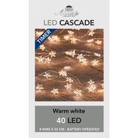 Kerst cascade verlichting sterretjes met timer warm wit 8x 50 cm   -