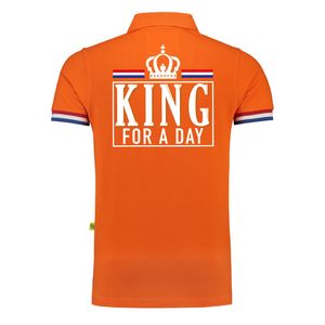 Luxe King for a day poloshirt oranje 200 grams voor heren - Koningsdag polos 2XL  -