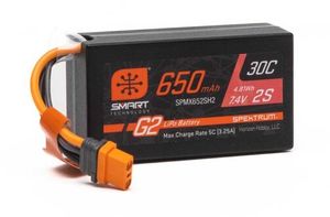 Spektrum Smart G2 7.4V 650mAh 2S 30C Hardcase LiPo Battery IC2