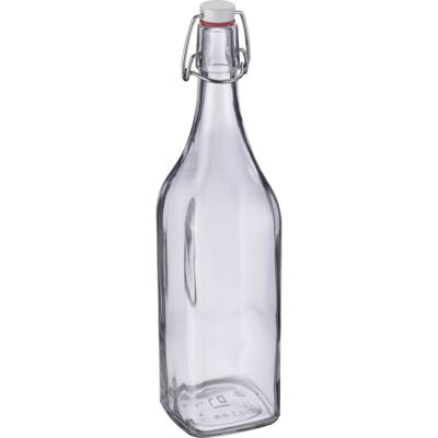 Westmark Beugelfles / Weckfles - transparant glas - luchtdicht - 1 liter - waterfles - vierkant