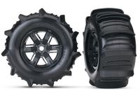 Tires & wheels, assembled, glued paddle (X-Maxx black)