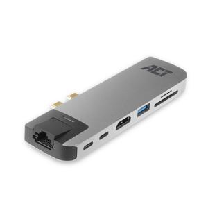 ACT AC7044 USB-C Thunderbolt 3 naar HDMI multiport adapter met ethernet, USB hub, cardreader