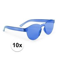 10x Blauwe verkleed zonnebrillen voor volwassenen   -