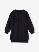Meisjesjurk met strikjes van originele sweaterstof zwart