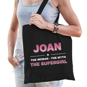 Naam cadeau tas Joan - the supergirl zwart voor dames