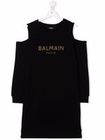 Balmain Kids robe en coton à épaules dénudées - Noir