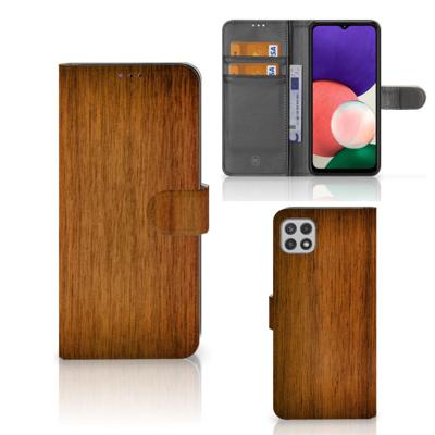 Samsung Galaxy A22 5G | Book Style Case | Donker Hout