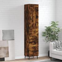 Hoge kast 34,5x34x180 cm bewerkt hout gerookt eikenkleurig