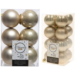 Kerstversiering kunststof kerstballen parel/champagne 4-6 cm pakket van 40x stuks