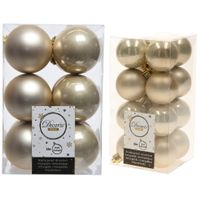 Kerstversiering kunststof kerstballen parel/champagne 4-6 cm pakket van 40x stuks