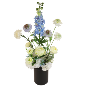 Kunstbloemen boeket blauw - wit