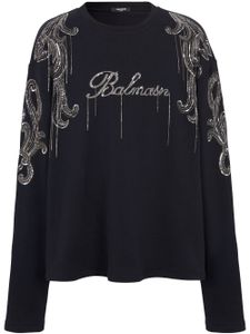 Balmain pull en coton à logo brodé - Noir