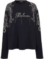 Balmain pull en coton à logo brodé - Noir - thumbnail