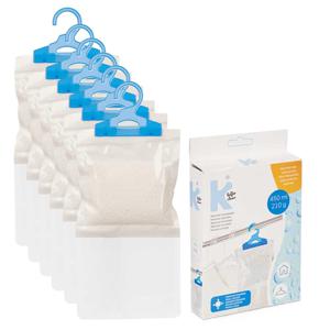 Vocht opnemende korrels 450 gram - 6x - Tegen schimmel/condens/geur - kledingkast - aan ophang haak