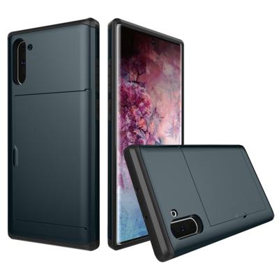 Schokbestendig robuuste Armor beschermende case met kaartsleuf voor Galaxy Note 10 (marineblauw)