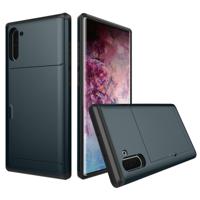Schokbestendig robuuste Armor beschermende case met kaartsleuf voor Galaxy Note 10 (marineblauw)