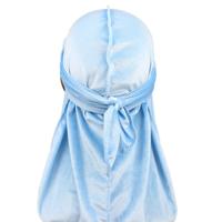 Fluweel tulband cap lange staart piraat Hat chemotherapie Cap (hemelsblauw)