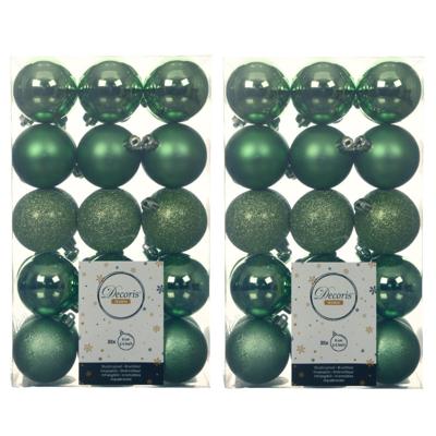 Decoris kerstballen - 60x st - groen - D6 cm - kunststof - kerstversiering Decoris kerstballen - 60x st - groen - D6 cm - kunststof - kerstversiering
