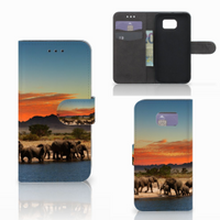 Samsung Galaxy S6 | S6 Duos Telefoonhoesje met Pasjes Olifanten - thumbnail