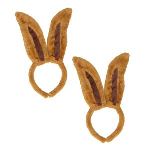 Paashaas / konijn diadeem met oren - 4x stuks - bruin - Verkleed accessoires oortjes