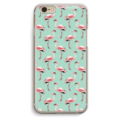 Flamingoprint groen: iPhone 6 / 6S Transparant Hoesje