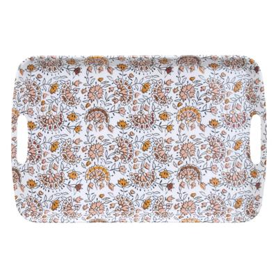 5Five Design dienblad van melamine - 47 x 30 x 2 cm - flowers print wit