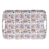 5Five Design dienblad van melamine - 47 x 30 x 2 cm - flowers print wit