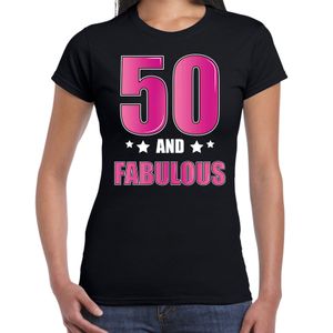 50 and fabulous / Sarah verjaardag cadeau t-shirt / shirt 50 jaar zwart voor dames