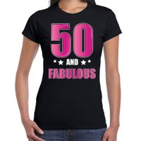 50 and fabulous / Sarah verjaardag cadeau t-shirt / shirt 50 jaar zwart voor dames - thumbnail