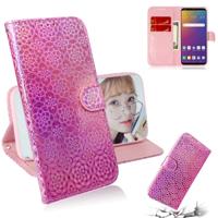 Voor LG Stylo 5 effen kleur kleurrijke magnetische Buckle horizontale Flip PU lederen draagtas met houder & kaartsleuven & portemonnee & Lanyard (roze