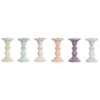 Kandelaar Home ESPRIT Geel Blauw Groen Roze Metaal Mangohout Shabby Chic 10 x 10 x 18 cm