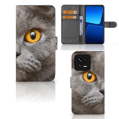 Telefoonhoesje | Met pasjeshouder | Xiaomi 13 Britse Korthaar Telefoonhoesje | Met pasjeshouder | Xiaomi 13 Britse Korthaar