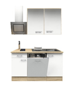 Kitchenette 180cm wit zijdeglans incl inbouw apparatuur