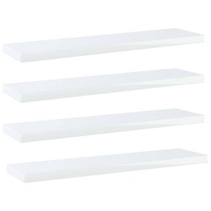 vidaXL Wandschappen 4 st 40x10x1,5 cm bewerkt hout hoogglans wit