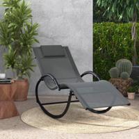 Schommelligstoel met Afneembare Hoofdsteun Ergonomische Schommelstoel Ligstoel tot 160 kg Belastbaar Relaxstoel voor Tuin Terras (Grijs)