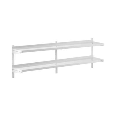 Wandrek van roestvrij staal - 2 planken - 30 x 200 cm