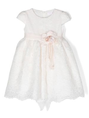 Mimilù robe en dentelle à manches courtes - Blanc