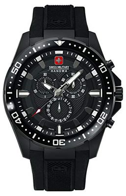 Horlogeband Swiss Military Hanowa 6-4212 Rubber Zwart 24mm