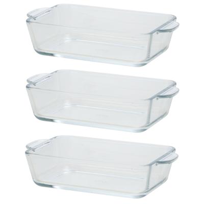 Rechthoekige glazen kleine ovenschaal - 3x - 500 ml - 16 x 11 x 4,5 cm - Ovenschotel schalen