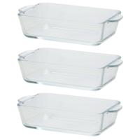 Rechthoekige glazen kleine ovenschaal - 3x - 500 ml - 16 x 11 x 4,5 cm - Ovenschotel schalen