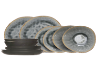 Cosy & Trendy Serviesset Organic Laguna Blue Grey 12-Delig / 4 personen - dinerborden, 4 ontbijtborden en 4 schalen
