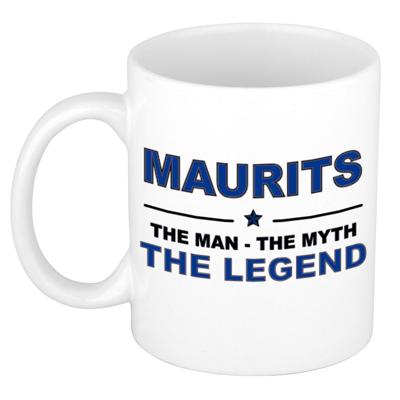 Maurits cadeau mok - man myth legend - naam koffiemok / beker - wit en blauw - 300 ml Maurits cadeau mok - man myth legend - naam koffiemok / beker - wit en blauw - 300 ml