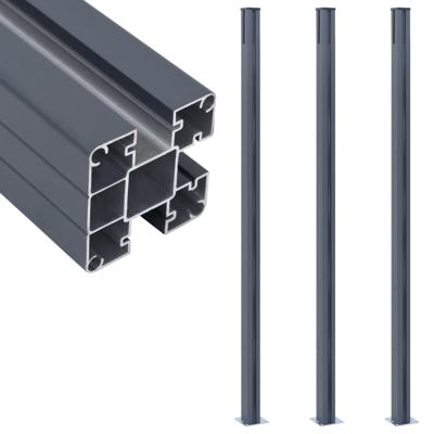 Schuttingpalen 3 st 185 cm aluminium donkergrijs