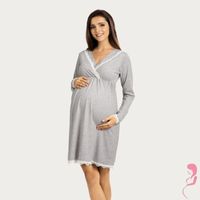 Lupoline Zwangerschapsjurk / Voedingsjurk  Grey lange mouw - thumbnail
